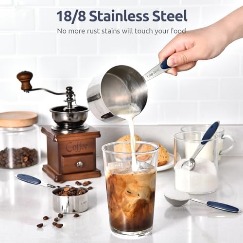 U-Taste Measuring Cups Spoons Set, 18/8 Stainless Steel, 10Pc/Midnight Blue