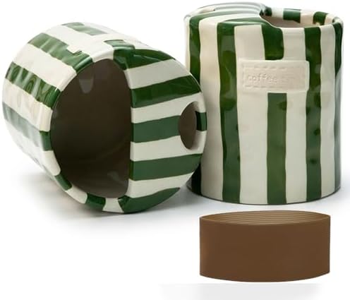 Ceramic Travel Coffee Mug with Straw Hole 12oz, Espresso Cups