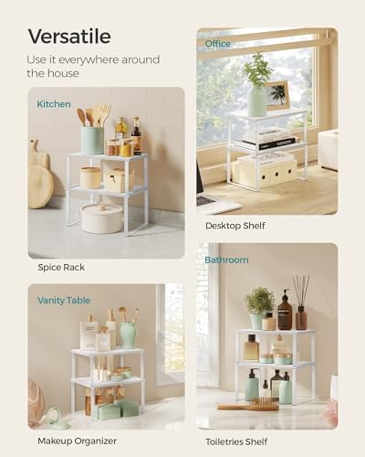 SONGMICS Cabinet Organizer Shelf, Set of 2 Spice Rack, Kitchen Storage