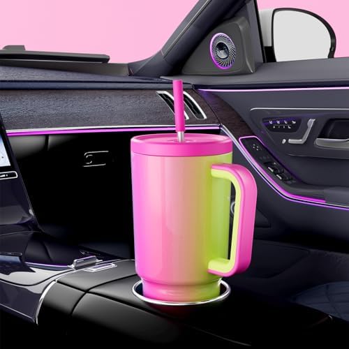 Meoky 30 oz Tumbler with Handle, Tumbler with Lid and Straw, Insulated Stainless Steel Travel Mug, 100% Leak-proof, Cupholder Friendly, Keeps Cold for 24 Hours or Hot for 8 Hours (Carnival)