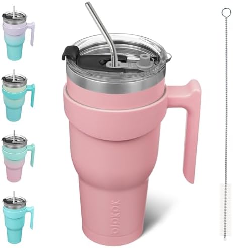 BJPKPK 40 oz Tumbler with Handle & Straw, Insulated Stainless Steel Mug