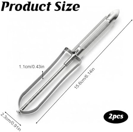 2Pcs Stainless Steel Peeler, Potato Peeler, Vegetable Peelers for Kitchen Fruit Peelers Handle, Ergonomic Blade for Peeling for Home and Restaurant Use
