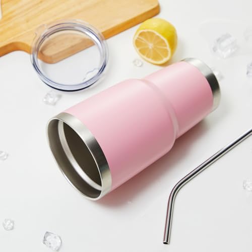 MEWAY 30oz Tumbler Double Wall Vacuum Insulated Travel Mug, Stainless Steel Tumbler with Lid, Durable Powder Coated Insulated Coffee Cup for Cold & Hot Drinks (Pink,1 PACK)