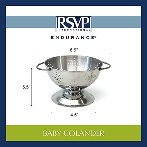 RSVP International Endurance Kitchen Collection Colander Strainer, Mini, Pierced Stainless Steel