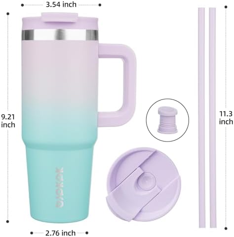 BJPKPK 30 oz Insulated Tumbler with Handle & Straw, Stainless Steel