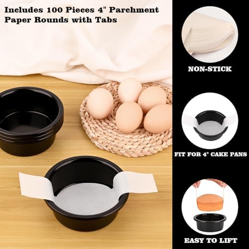 HUAKENER 4 Inch Cake Pan, 3 PCS Carbon Steel Round Cake Pans