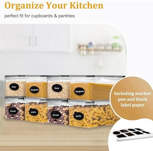 8pc 3.2L Airtight Canisters with Lids, Kitchen Dry Pantry Storage