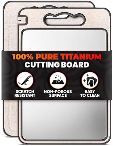 Titanium Cutting Board with Knife Sharpener, 14.3"x9.8", Double Sided