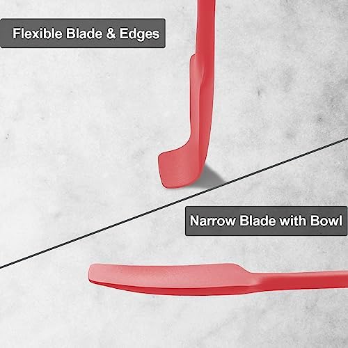 2-Pack Vovoly Silicone Jar Spatula, Long Handle Jar Spatulas, High Heat Resistant Small Rubber Spatula, Seamless Design, Stainless Steel Core, BPA Free, Red
