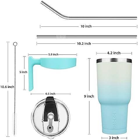 BJPKPK 40 oz Tumbler with Handle & Straw, Insulated Stainless Steel Mug