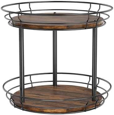 LAMU 2 Tier Lazy Susan Turntable Rotating Spice Rack Organizer for Cabinet