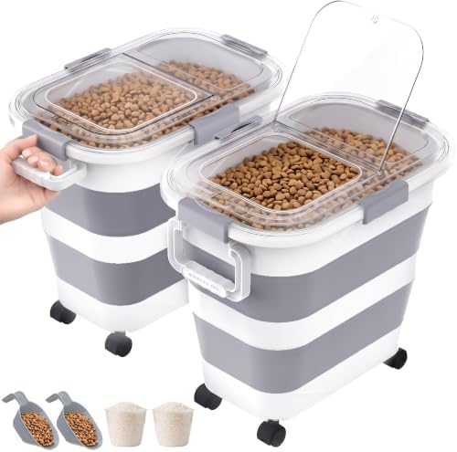 2 Pack 25 Lbs Dog Food Storage Container, Collapsible Rice Container