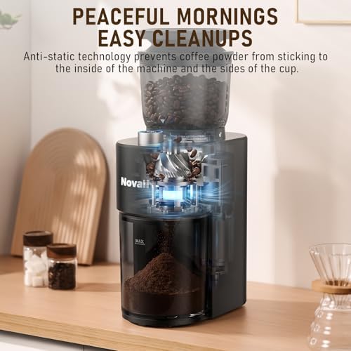 Coffee Grinder, Electric Coffee Bean Grinder with Anti-Static Design, 38 Settings Burr Grinder, 60S Timer, Espresso Grinder Compact & Quiet for Home Use, Easy Clean & Memory Function