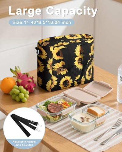 Capolo Lunch Bag for Women,Small Insulated Lunchbox Tote Reusable,M-Flower