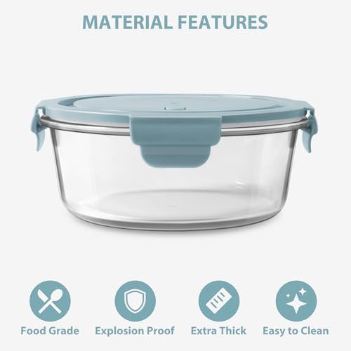 2.5 Cup/20oz Glass Meal Prep Food Storage Containers with lids Set, 4 Pack
