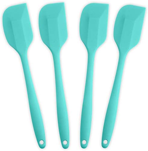 4-Piece Silicone Spatula Set with Stainless Steel Core, Light Blue