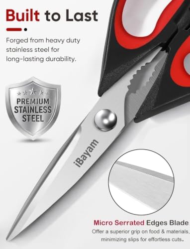 iBayam Kitchen Scissors Shears All Purpose Heavy Duty, Protective Sheath (Pack of 2)