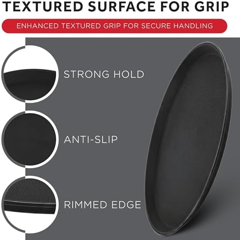 Winco 14" Black Premium Round Fiberglass Glass Tray