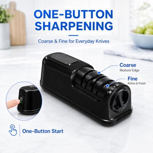 2-Stage Electric Knife Sharpener for Chef Knives, Black