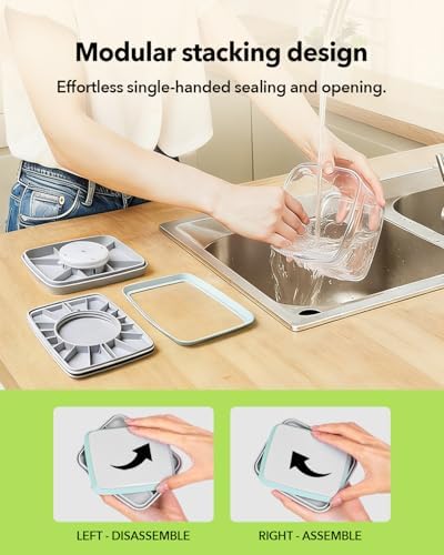 Airtight Food Storage Container with One-Touch Lid, 8-Piece Set (1.3, 2.1, 2.9, 3.6 QT* 2) Stackable Durable BPA-Free for Flour, Cereal & Complete Pantry Organization.