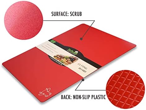 Cutting Board Mats Flexible Plastic Colored Mats with Food Icons, Fotouzy BPA-Free, Non-Porous, Anti-skid back and Dishwasher Safe, Set of 7 Rainbow - 7 Pieces