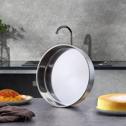 LIANYU 9 Inch Round Cake Pan Set of 3, Stainless Steel Layer Deep Cake Pan