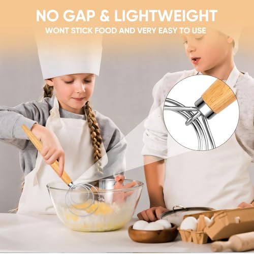 Maxjoy Danish Dough Whisk, Stainless Steel Wooden Bread Tool for Sourdough