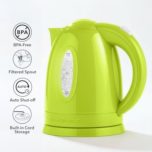 OVENTE 1.7L Electric Tea Kettle, 1100W BPA-Free Water Boiler, Green KP72G