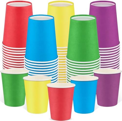 NatNarr 100 Pack Rainbow Paper Cups, 9oz Colored Cups