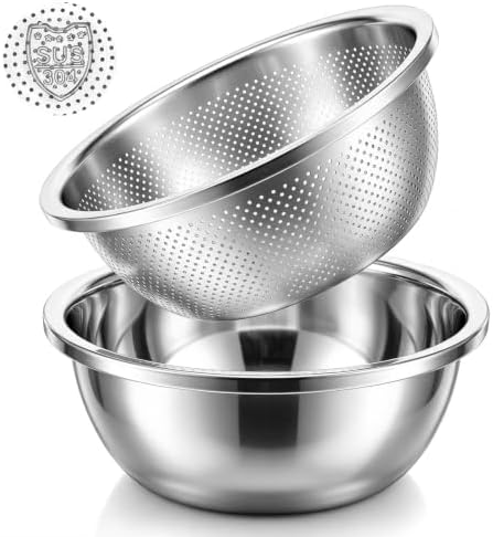 5QT Microporous Colander and Bowl Set 304 Stainless Steel Colander and Bowl