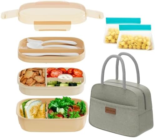 JBGOYON Leakproof Bento Box & Insulated Lunch Bag Set for School & Work