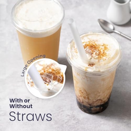 Fit Meal Prep 200 Pack 16 oz Clear Plastic Cups with Strawless Sip Lids, Disposable Plastic Coffee Cups with Lids, To Go Cups for Iced Coffee, Smoothies, Soda, Party Drinks, Bubble Tea, Cold Beverage