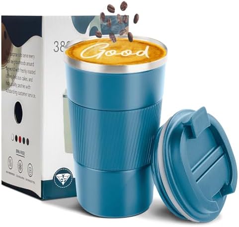 Insulated Travel Coffee Mug, Stainless Steel Coffee Cup with Leakproof Lid