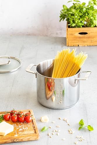 BRA COOKWARE Signature Stainless Steel Stock Pot w/Lid | 9.5 Inches 9 Qt