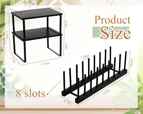 4 Pcs Kitchen Organizer Accessories Set for Cabinet, Black, 11.8 x 7.9''