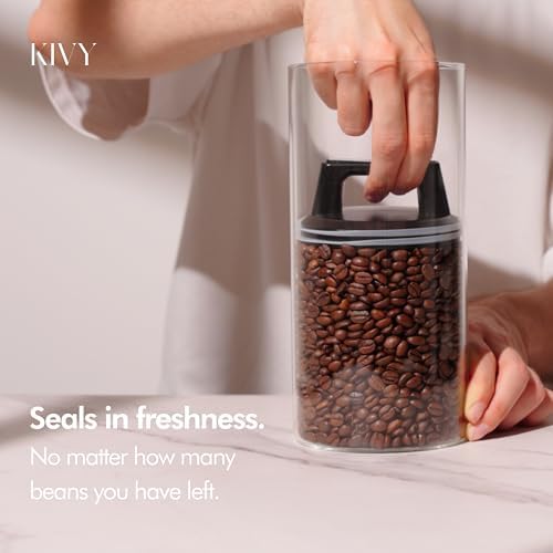 KIVY Vacuum Coffee Canister - Push Lid Preserves Coffee Aroma & Oil