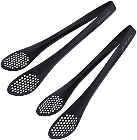 MSY BIGSUNNY Stainless Steel Buffet Tongs - Heavy Duty Kitchen Food Tong for Cooking and Serving (Black - 11" Serving Tongs)