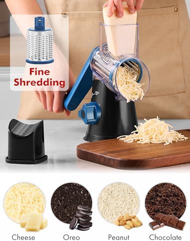 GDL Cheese Grater Hand Crank, Rotary Cheese shredder, Vegetable Slicer