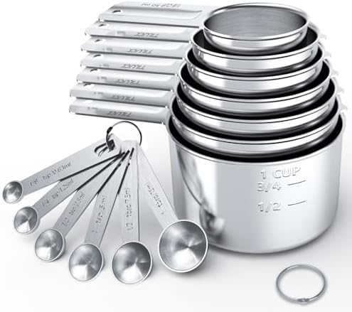 TILUCK Stainless Steel Measuring Cups & Spoons Set,Coffee Scoop Spoon