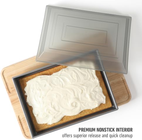 Calphalon Titan Bake Pan with Lid, 13 x 9 Inch Cake Pan, Baking Cake Pan, Nonstick 2-Pack Bakeware Set, Aluminized Steel PFOA-Free for Even Heating, Commercial Quality Baking