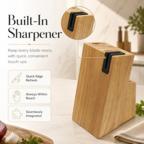 14-Piece Starry Black Knife Block Set with Built-In Sharpener