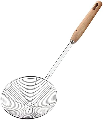 IQCWOOD Spider Strainer with Wood Handle - 5.5 Inch Fryer Scoop