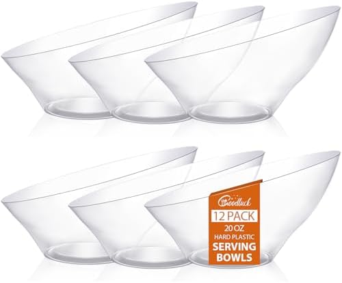 Goodluck 12 Pack Clear Plastic Serving Bowls for Party - 20 OZ