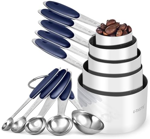 U-Taste Measuring Cups Spoons Set, 18/8 Stainless Steel, 10Pc/Midnight Blue