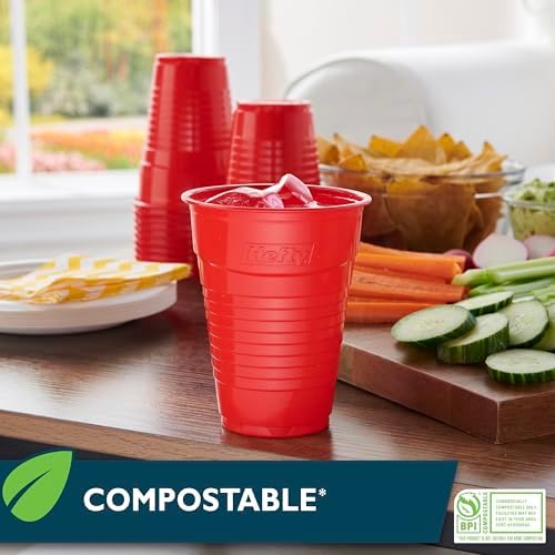 Hefty EcoSave Compostable Party Cups, 18 oz, 16 Count (Pack of 3), 48 Total