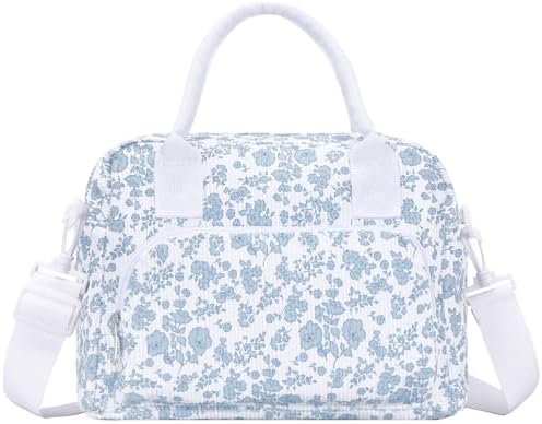 Lunch Bag Women Lunch Box for Women Adult Cute Insulated Lunch Bag Lager Cooler Lunch Tote Bags for Work Picnic (Blue-Floral)