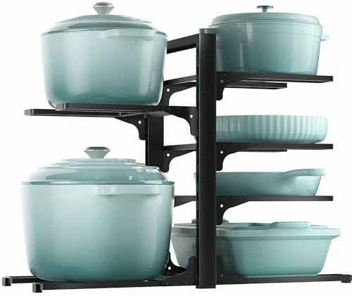 ORDORA Pots and Pans Organizer Under Cabinet 13.8", 6-Tier Adjustable Rack