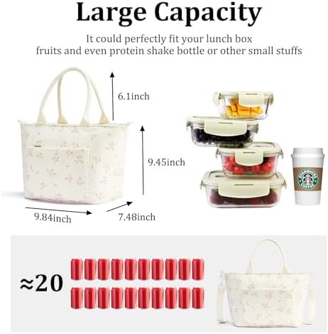 Lunch Bag for Women Adult Large Insulated Lunch Box Girl Cute Corduroy Lunch Tote Bags Reusable Leakproof Cooler Work Picnic