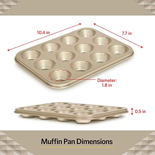 Glad Mini Muffin Pan Nonstick - Heavy Duty Metal Cupcake Tin with Small Baking Cups, Mini 12-Cup (Pack of 6)