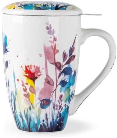AmorArc Tea Cup With Infuser and Lid, 18oz Loose Leaf Tea Mug With Steeper